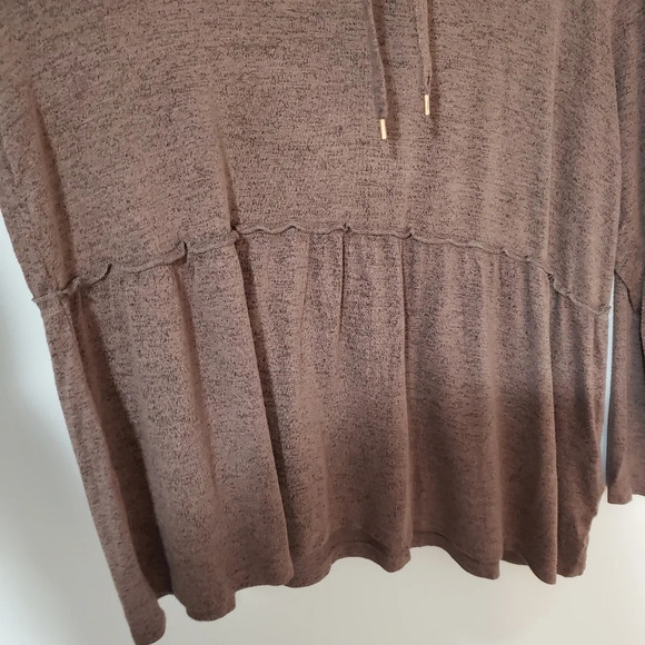 AnyBody Brushed Hacci Peplum Top With Cowl Neck - Picture 3 of 6